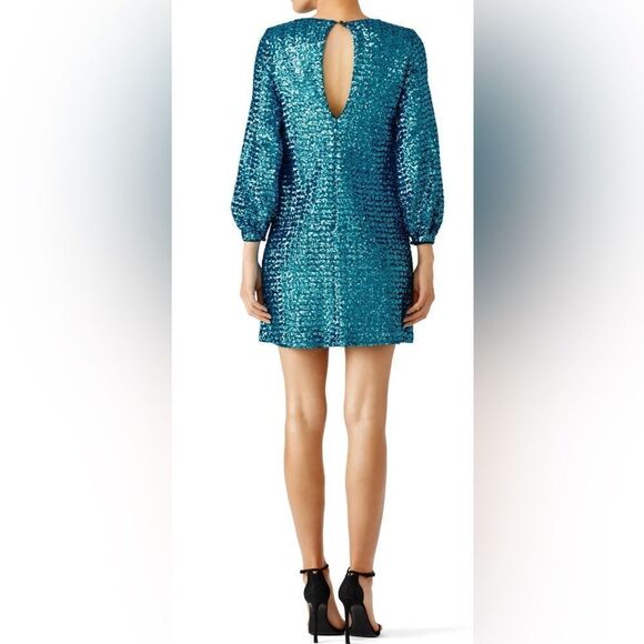 Hunter Bell Blue Sequin Shift Mini Dress  Size 2 - Picture 2 of 7